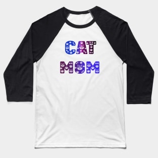 Cat Mom Ombre Gradient Typography Baseball T-Shirt